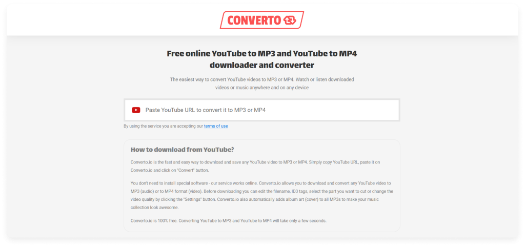 Converto is one of the best tools to convert YouTube videos to MP3