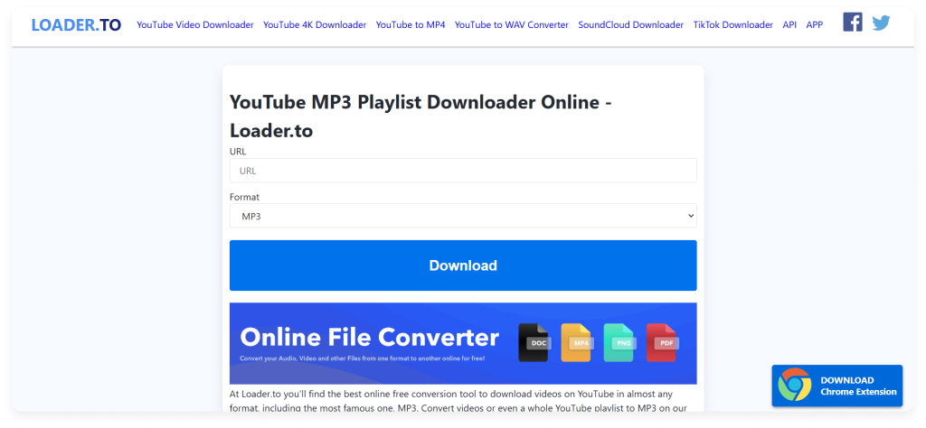 Loader.to is one of the best tools to convert YouTube video to MP3