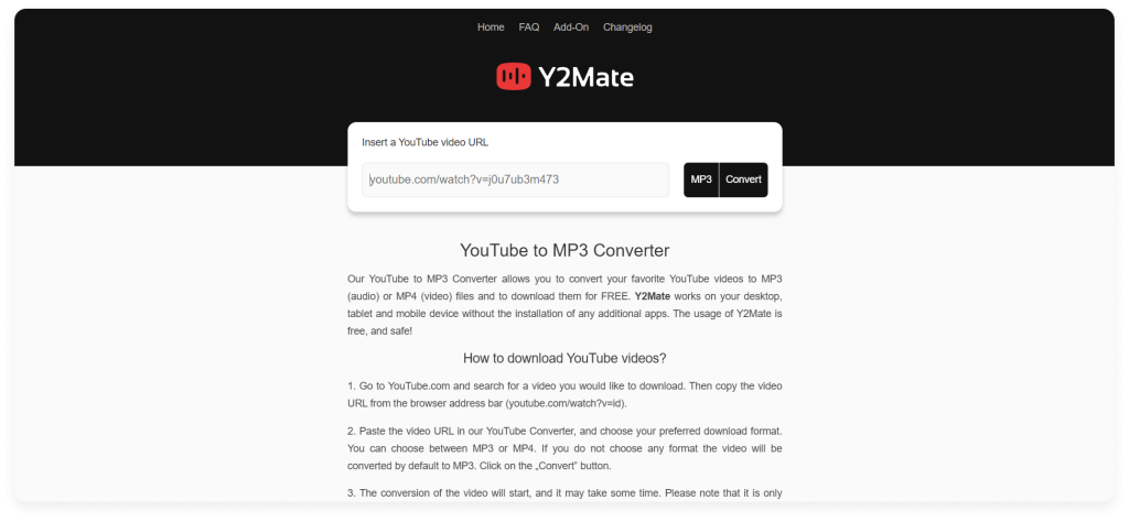 Y2Mate is one of the best YouTube to MP3 converters